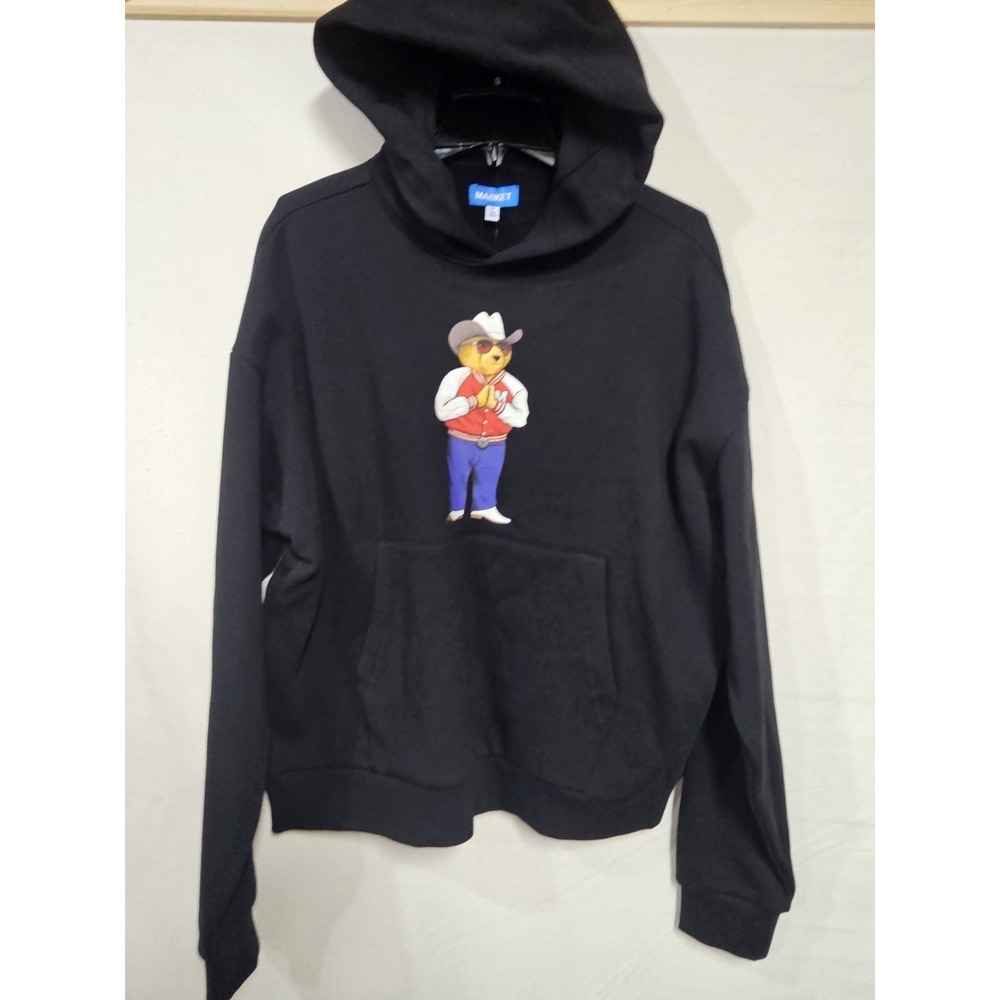 Market Hee Haw Bear Graphic  Mens Black‎ Size Medium Hooded SWEATSHIRT NWT
